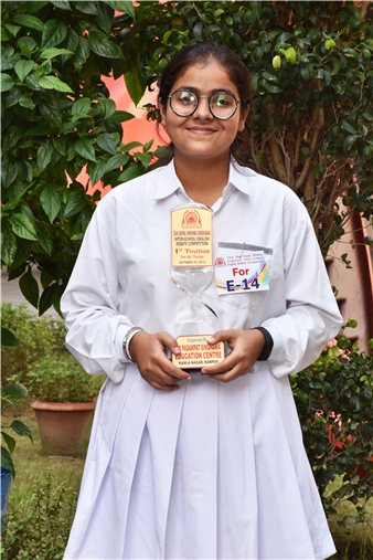 Another feather added to the glory of the school. Many congratulation to Aadya Rathore of class XI, for bagging the first position in Gopal Krishna Singhania Inter School English DebateCompetition (Speaking for the motion) held at Sir Padampat Singhania Education Centre. The topic of the debate was "Artificial intelligence will supersede human intuitive thinking" and Aadya spoke fluently, confidently and convincingly. The arguments presented by h