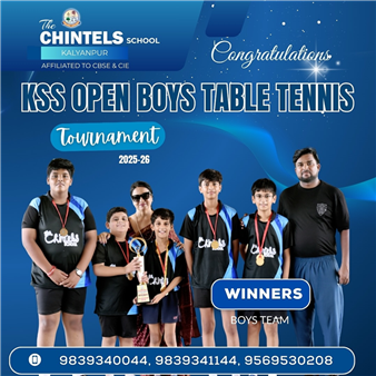 Huge shoutout to our Boys Table Tennis Team! 🏸💥 They won at the KSS Open Boys Table Tennis Tournament 2025-26! 🎉  Kudos to the champs from The Chintels School, Kalyanpur #TableTennis #KSSOpen #TheChintelsSchool #Winners #BoysTeam