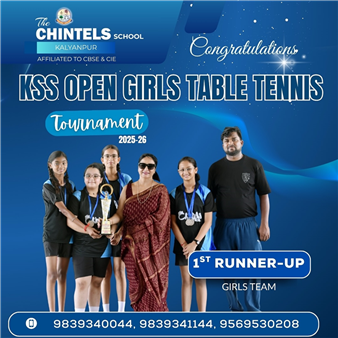 Huge congrats to our Girls Table Tennis Team! 🏸💥 They secured 1st Runner-Up at the KSS Open Girls Table Tennis Tournament 2025-26! 🎉 Kudos to the girls from The Chintels School, Kalyanpur
